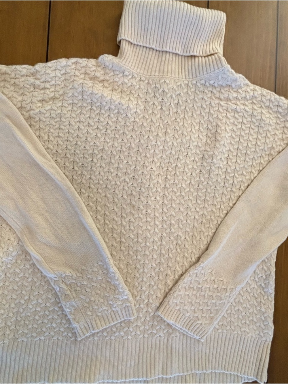 Ellen Tracy Cashmere Cream Cable Turtleneck Sweater